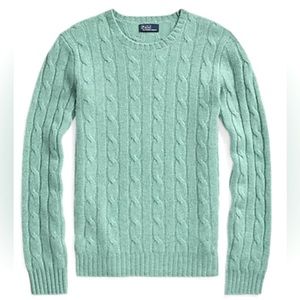 Polo Ralph Lauren Cable-Knit 100% Cashmere Sweater Color Light Mint